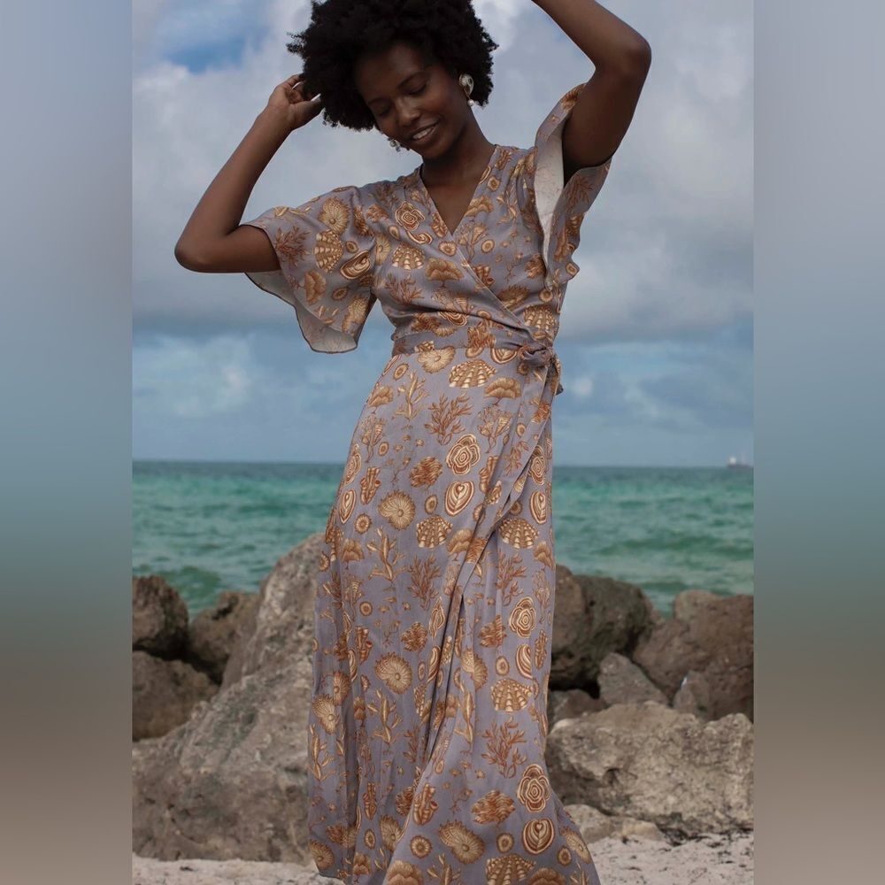 NEW CAROLINA K Coral Reef Wrap Maxi Dress